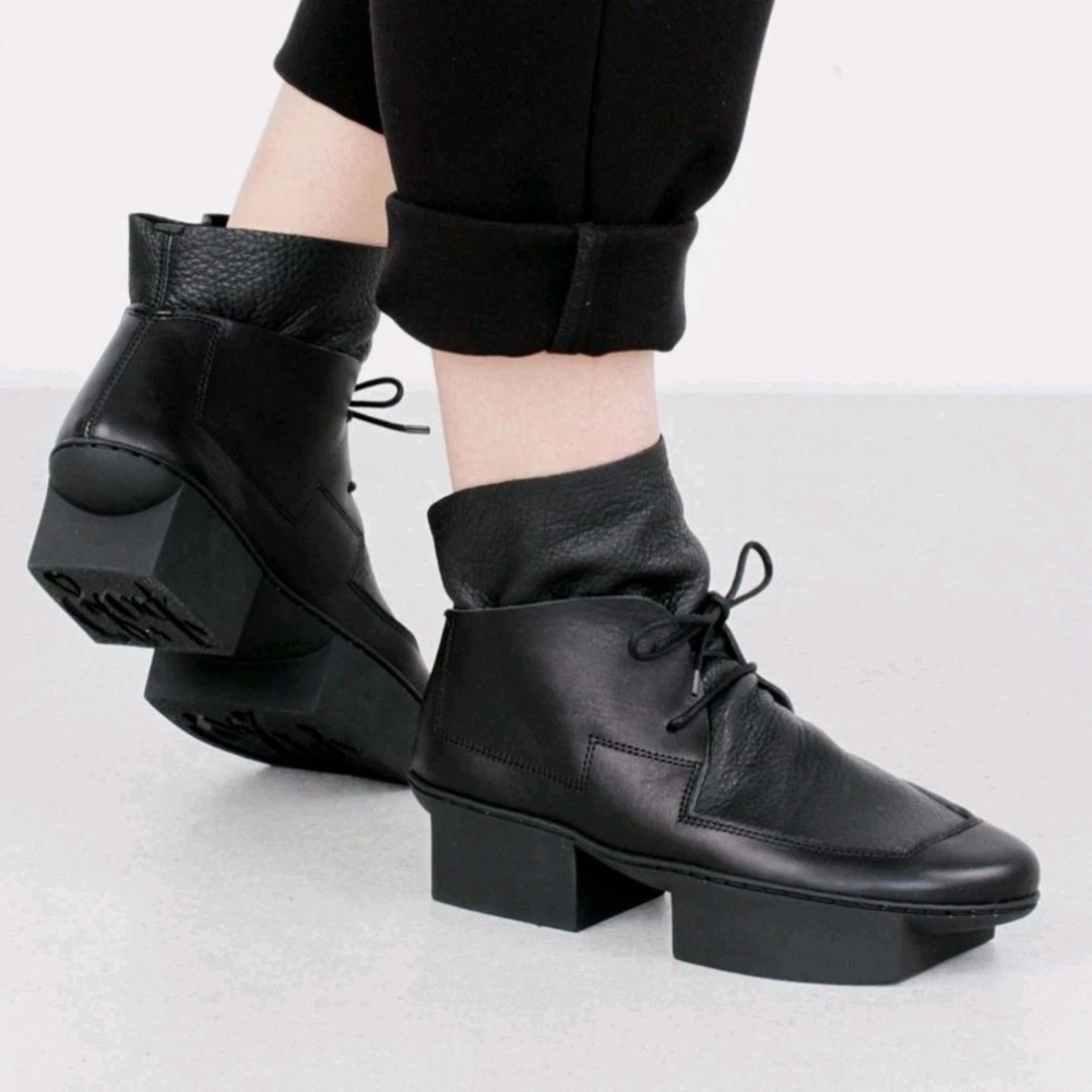Trippen Shoes Size US 7 Black Leather Deck F Platform‎ Avantgarde Germany